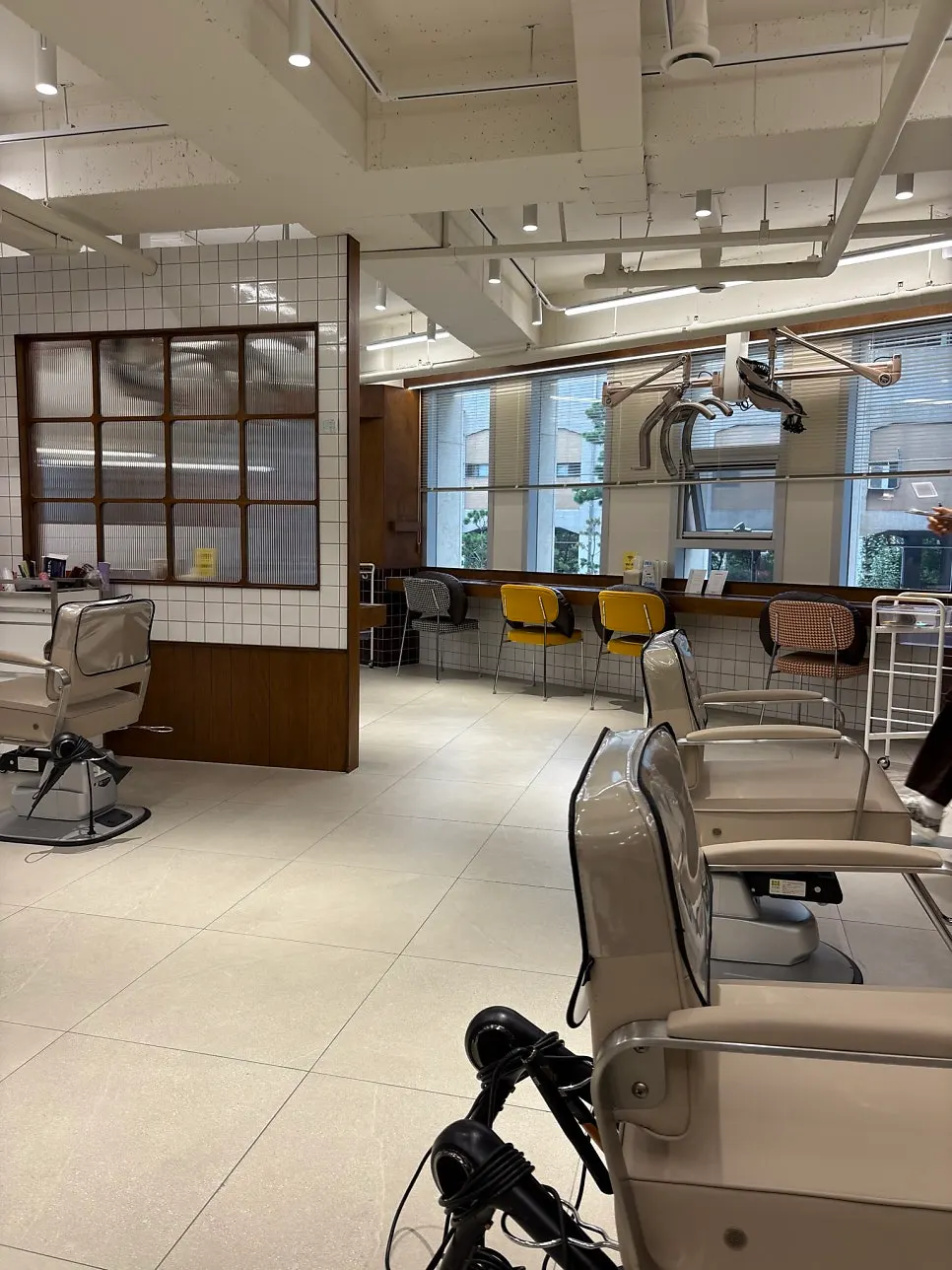 Salon seating arranged with plenty of space
