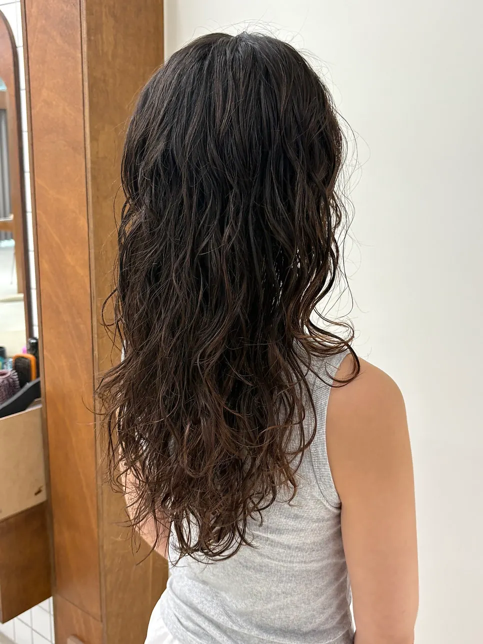 Hippie perm curls revived after diffuser drying