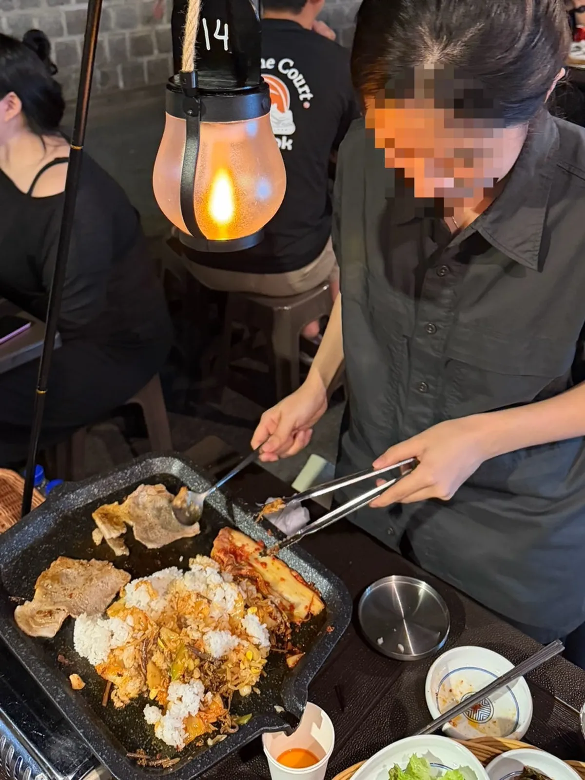 Self-made kimchi fried rice on the grill