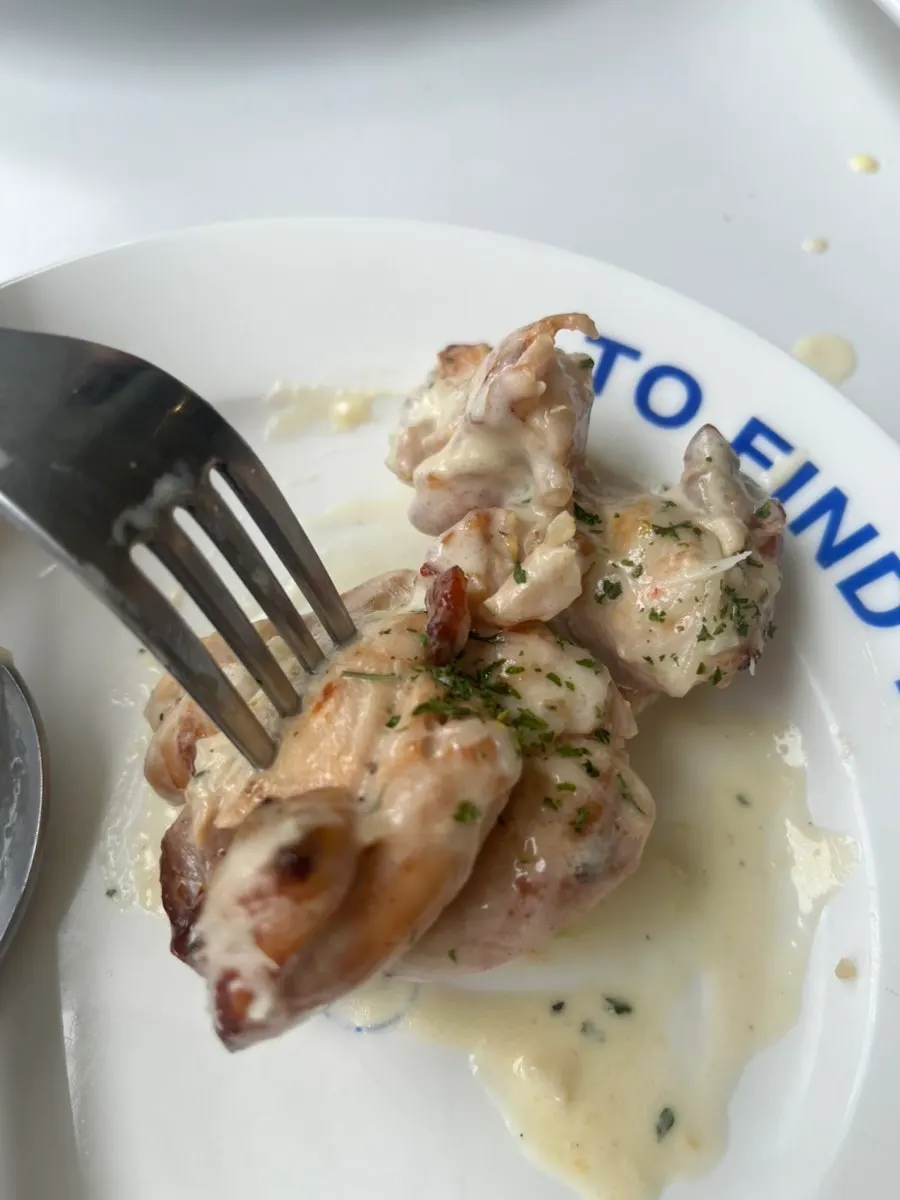 Cross-section of a thick-cut chicken thigh piece