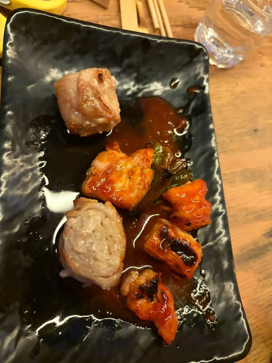 네기마 꼬치와 팽이버섯 꼬치
