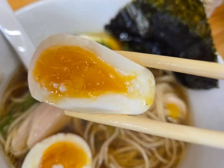 Cross-section of the added soft-boiled tamago egg