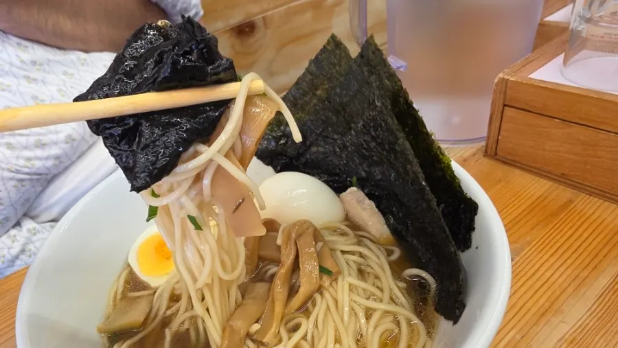 Shoyu ramen noodles with seaweed