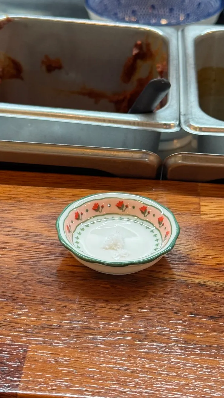 Close-up of the handmade tsukemen noodles