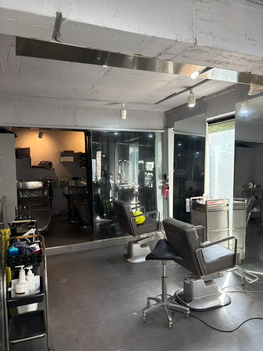 Salon interior decorated in black tones