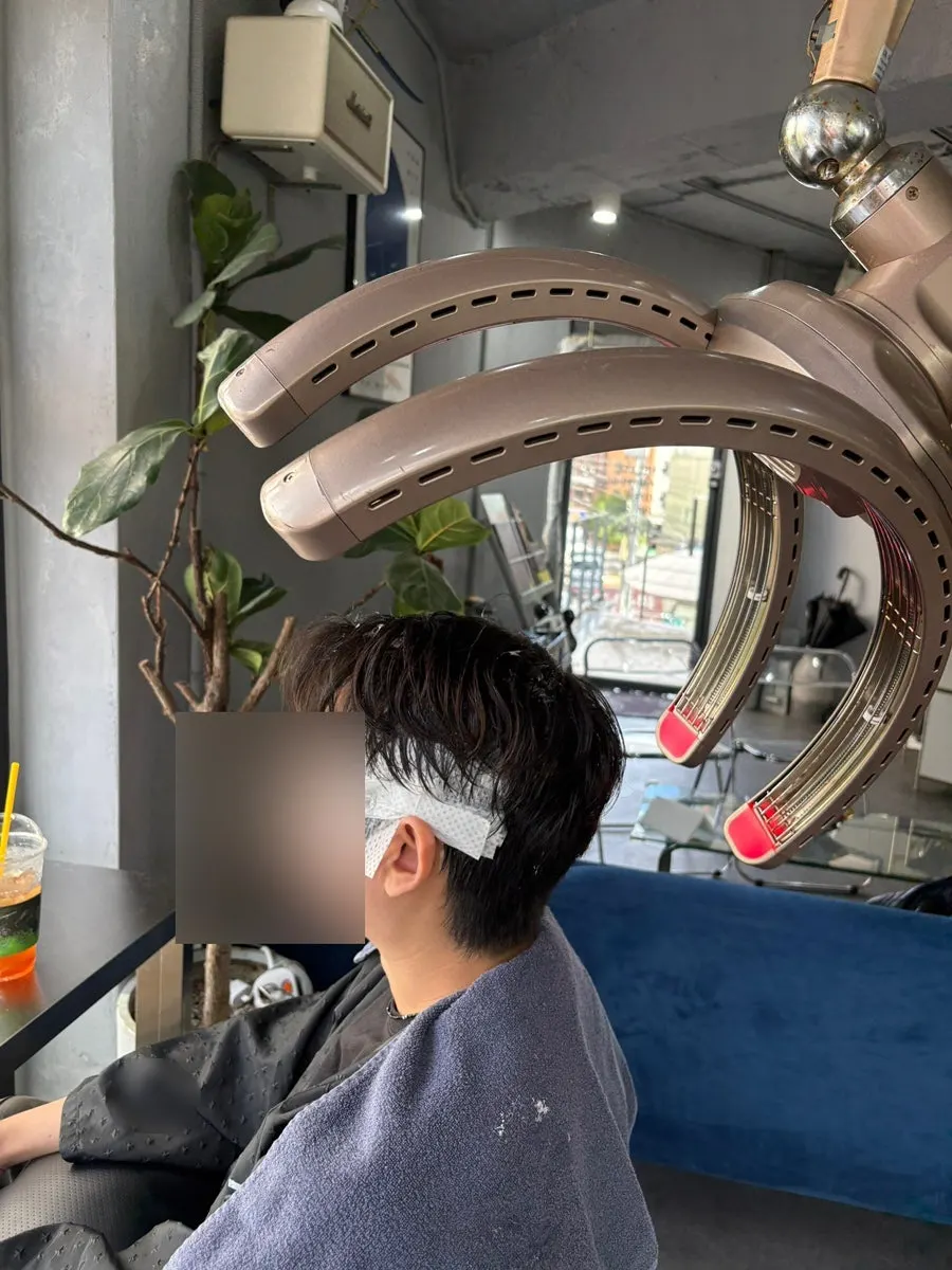 Heat treatment after applying the down perm solution