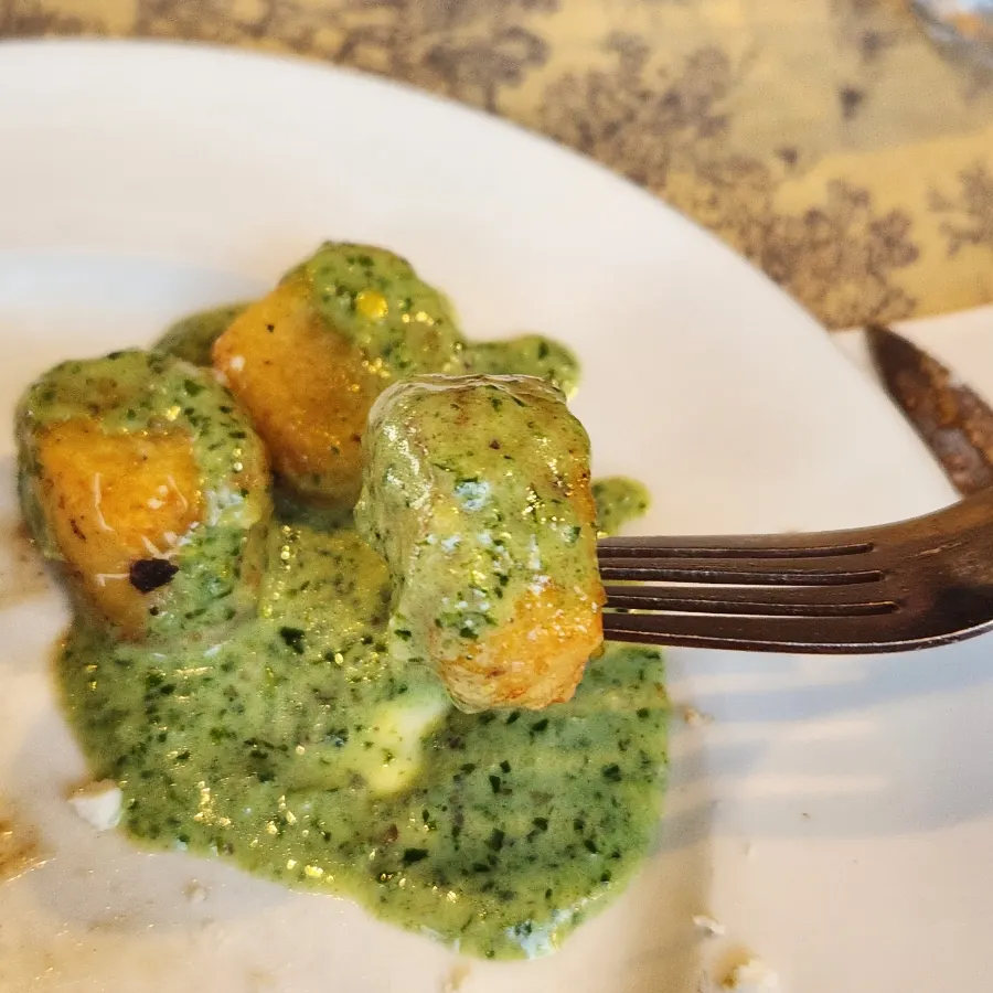 Handmade gnocchi with what looks like a high potato content