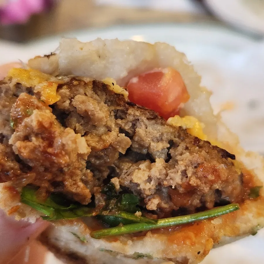 A juicy piece of meatball panuozzo