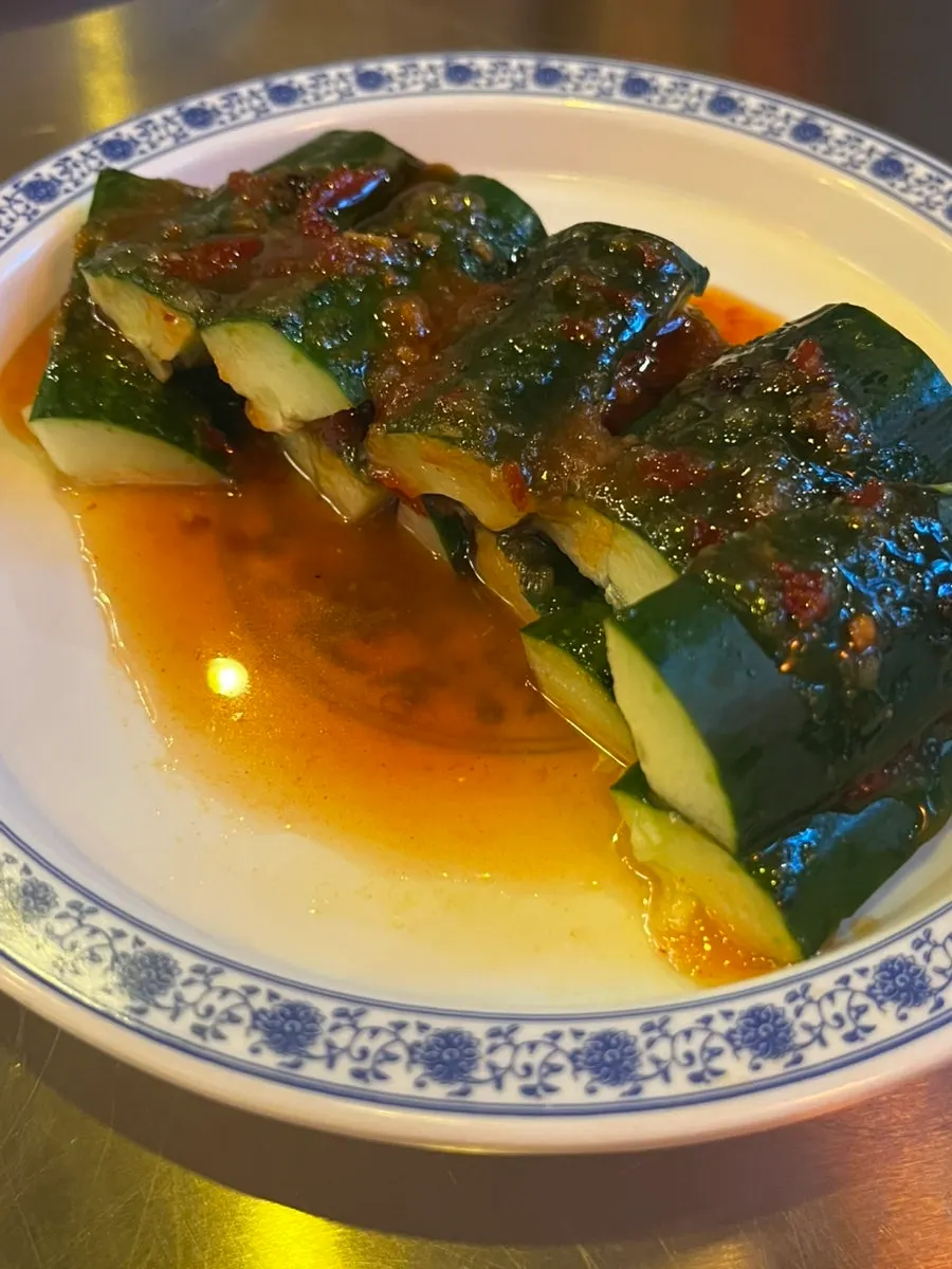 A refreshing plate of cucumber salad