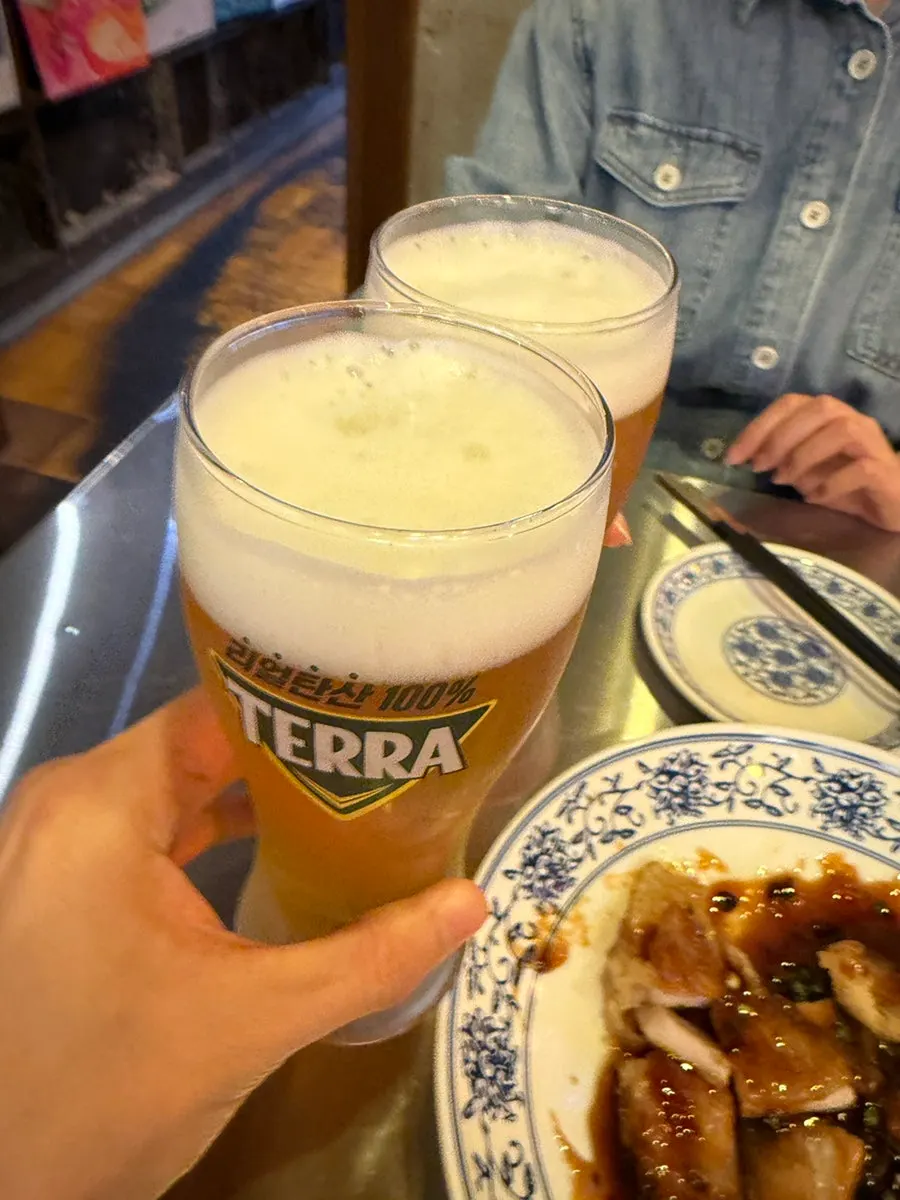 꿔바로우와 함께 주문한 맥주