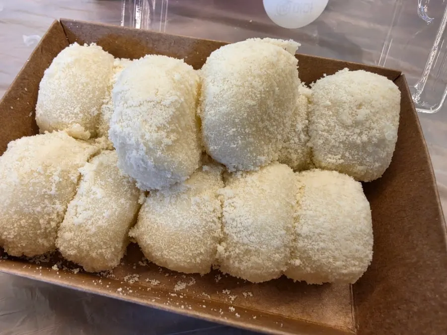 Close-up of rice cakes tasted one by one at home