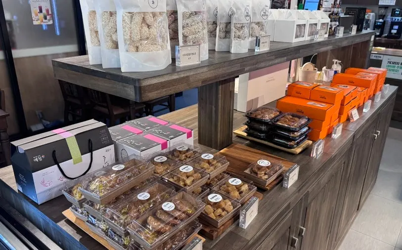 Store interior decorated like a café