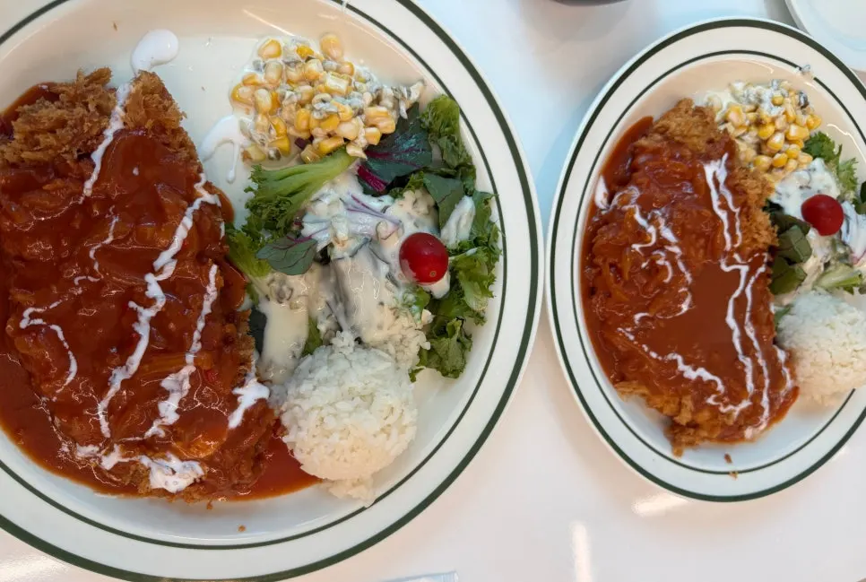 Tteudon Pork Cutlet and Cheese Cutlet set on the table