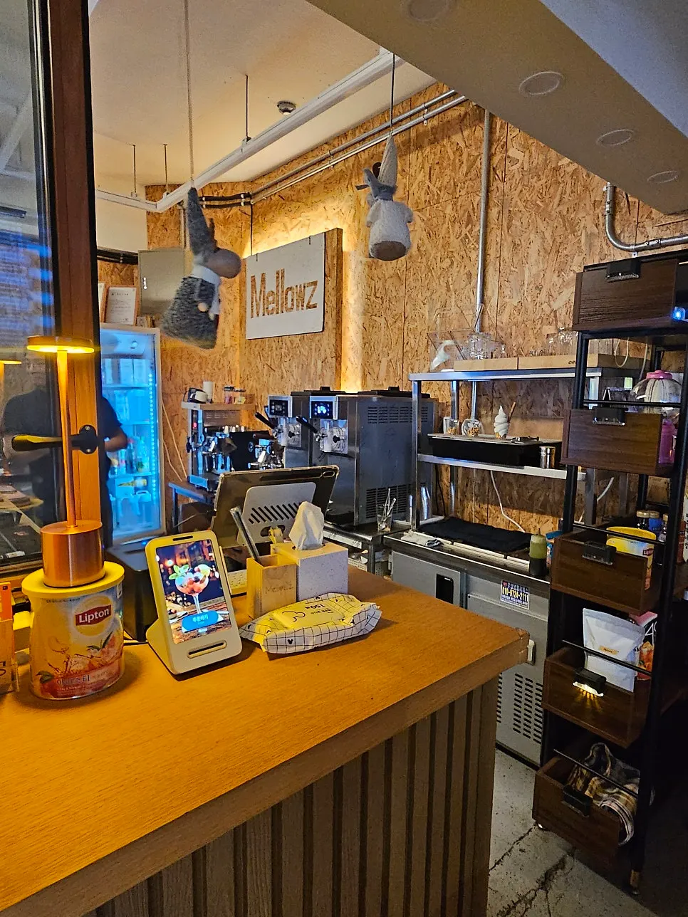 Interior with lighting and a projector