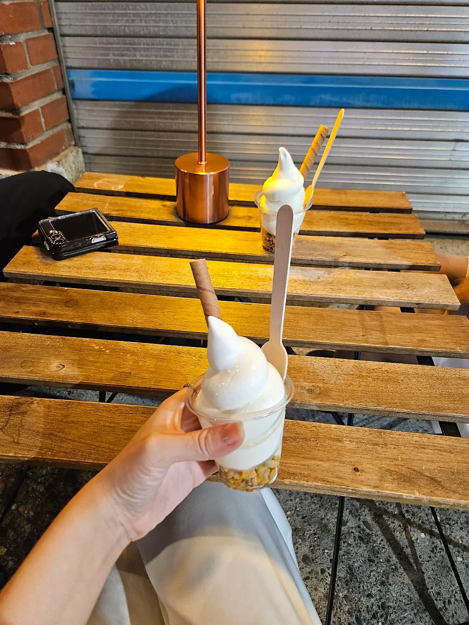 Milk and chocolate soft serve order