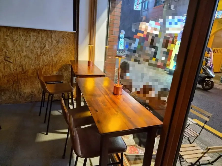 Table at the back of the café