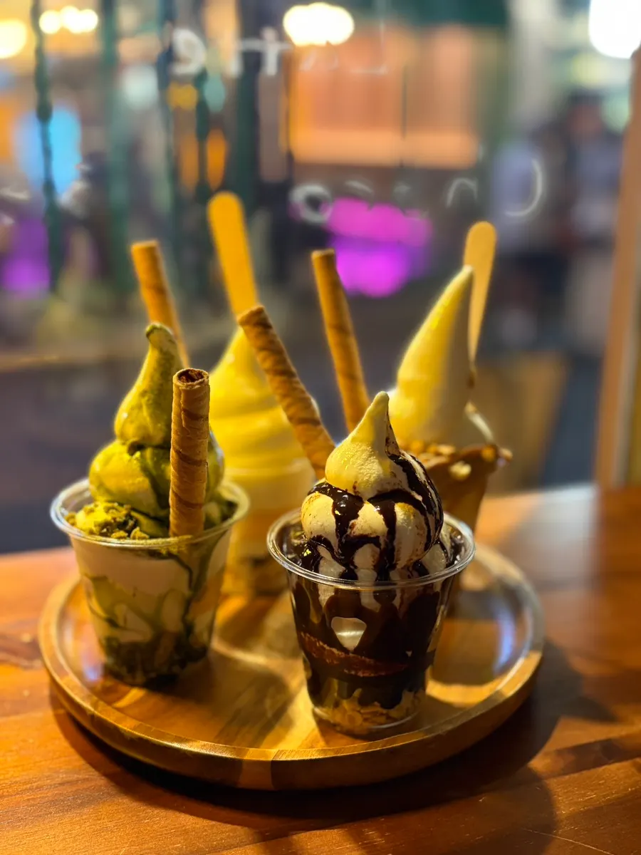 Close-up of rich milk-flavored soft serve