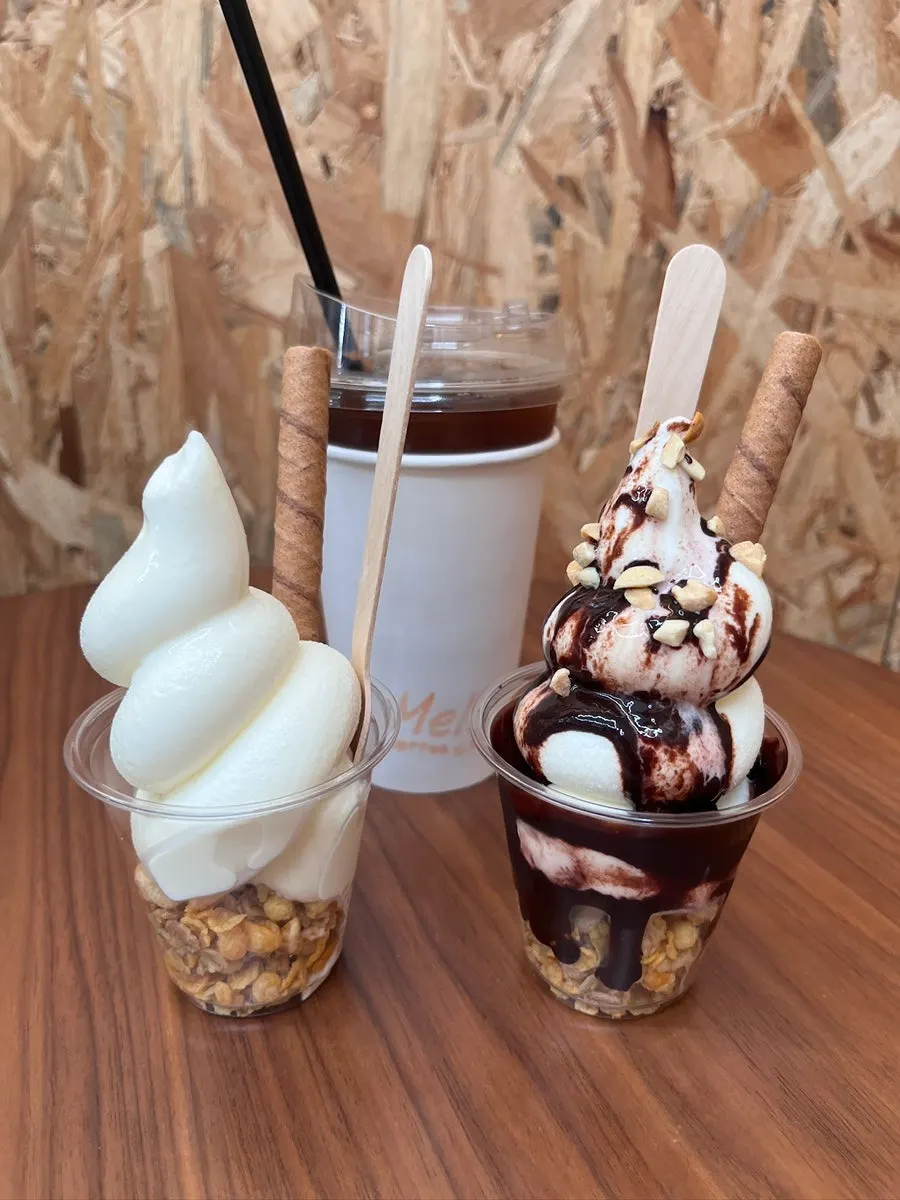 Order of deep chocolate and milk ice cream