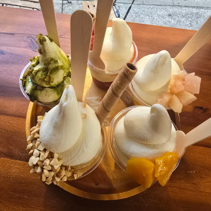 Video scene of strawberry soft-serve ice cream