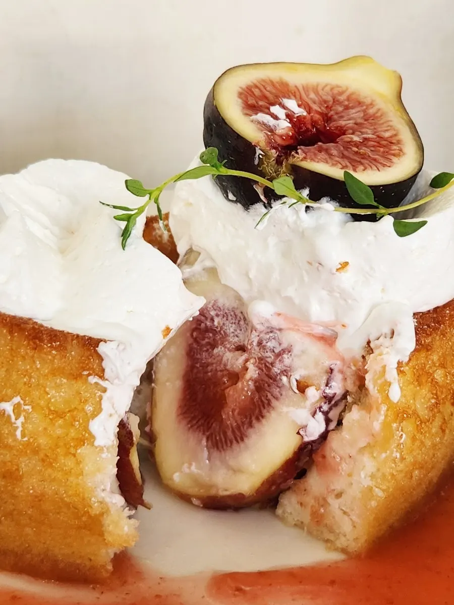 Cross-section of toast packed full of fig inside