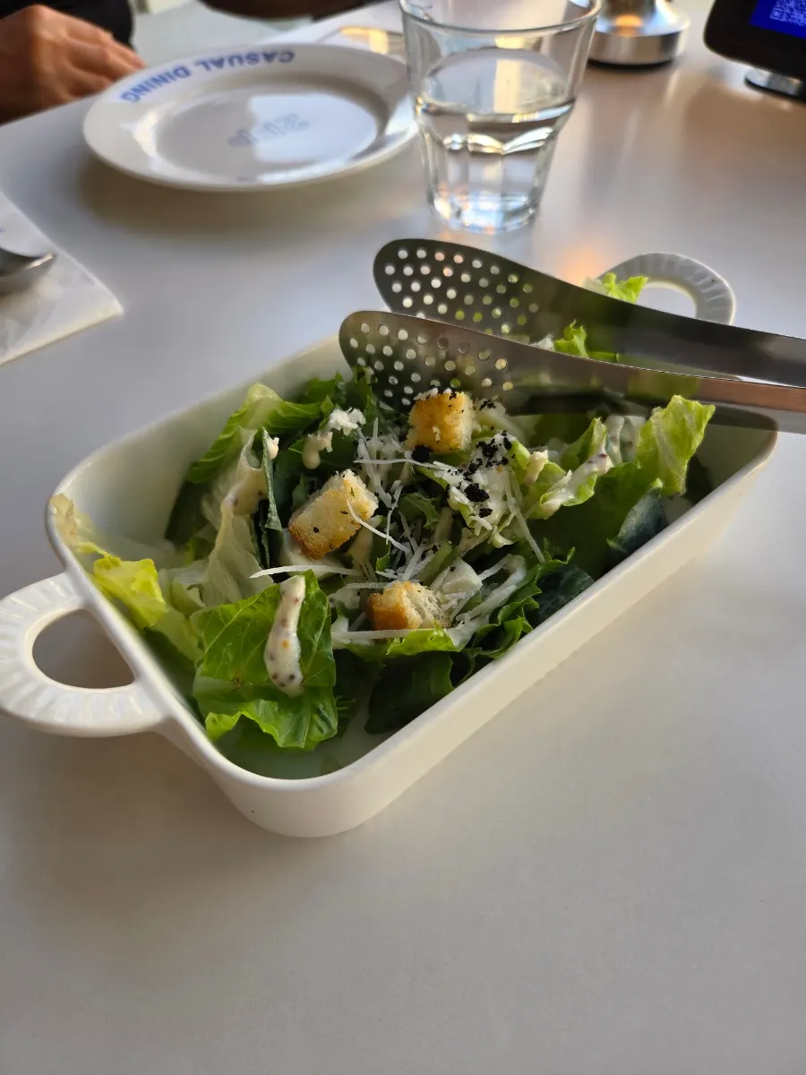 Close-up of the Caesar salad