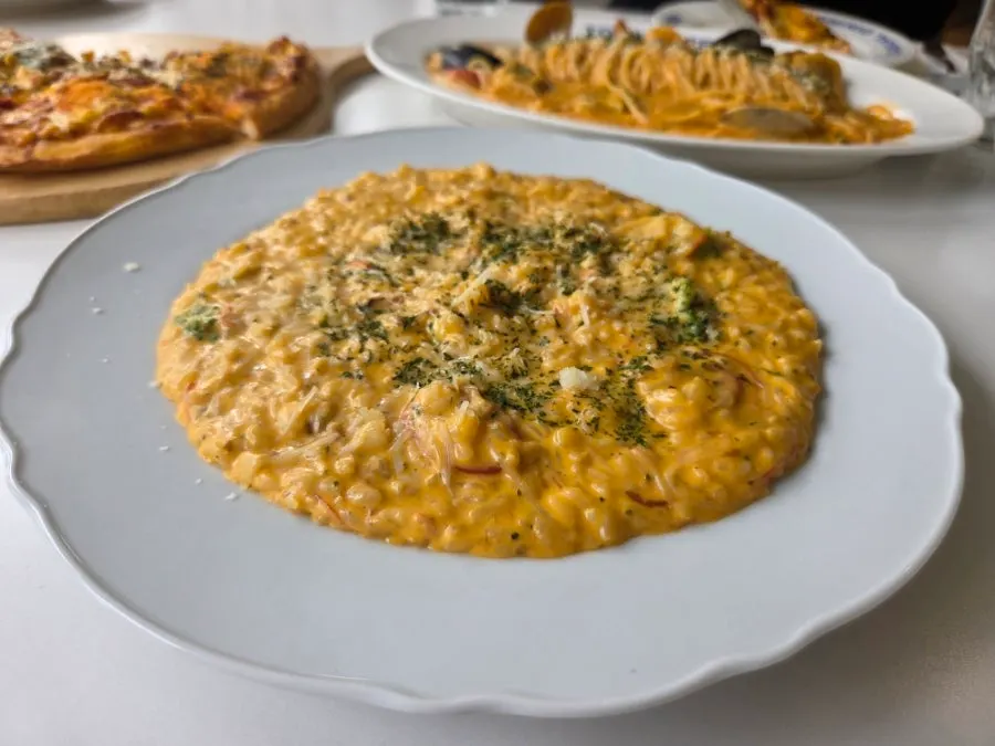 A plate of spicy crab risotto