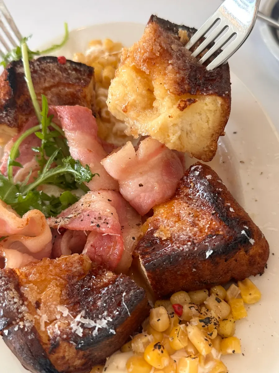 Cross-section of the crispy-outside-soft-inside French toast
