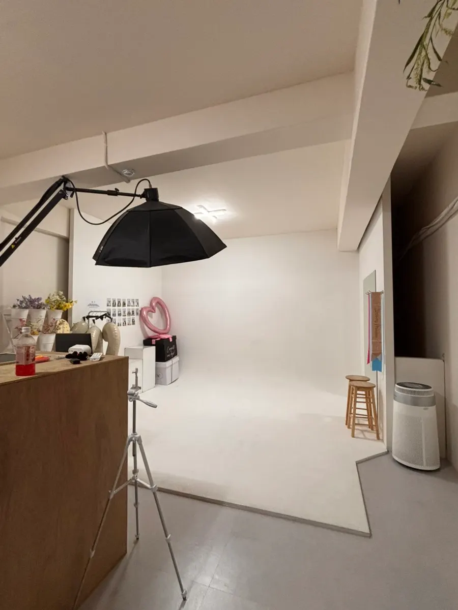Studio hallway where guests change into indoor shoes