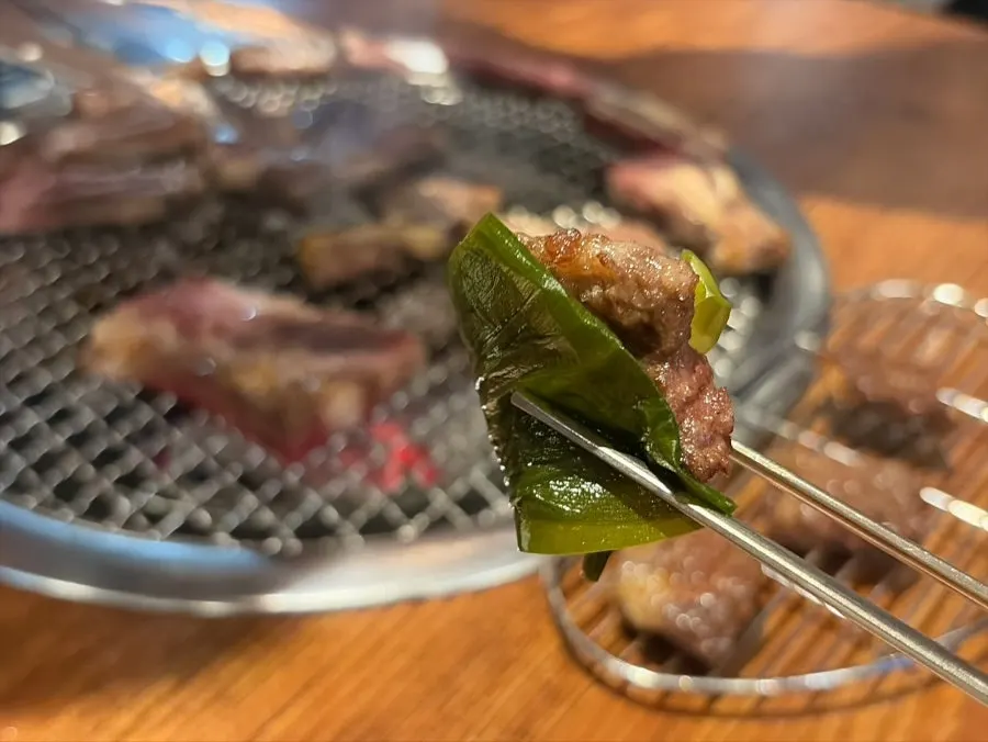 Perfectly cooked ribs set on the grill plate