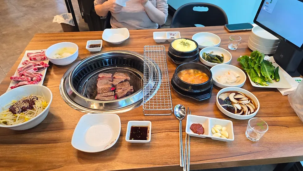 A full spread including steamed egg