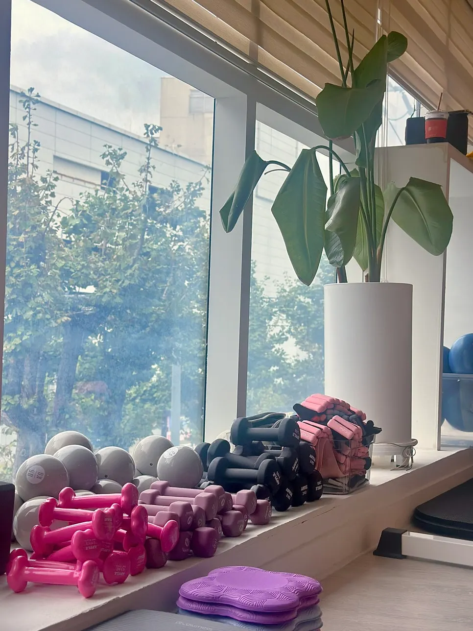A barre pose blending weight training, yoga, and ballet movements