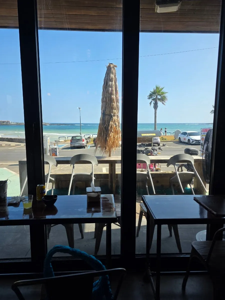 Ocean view from a window seat at Seomsonai