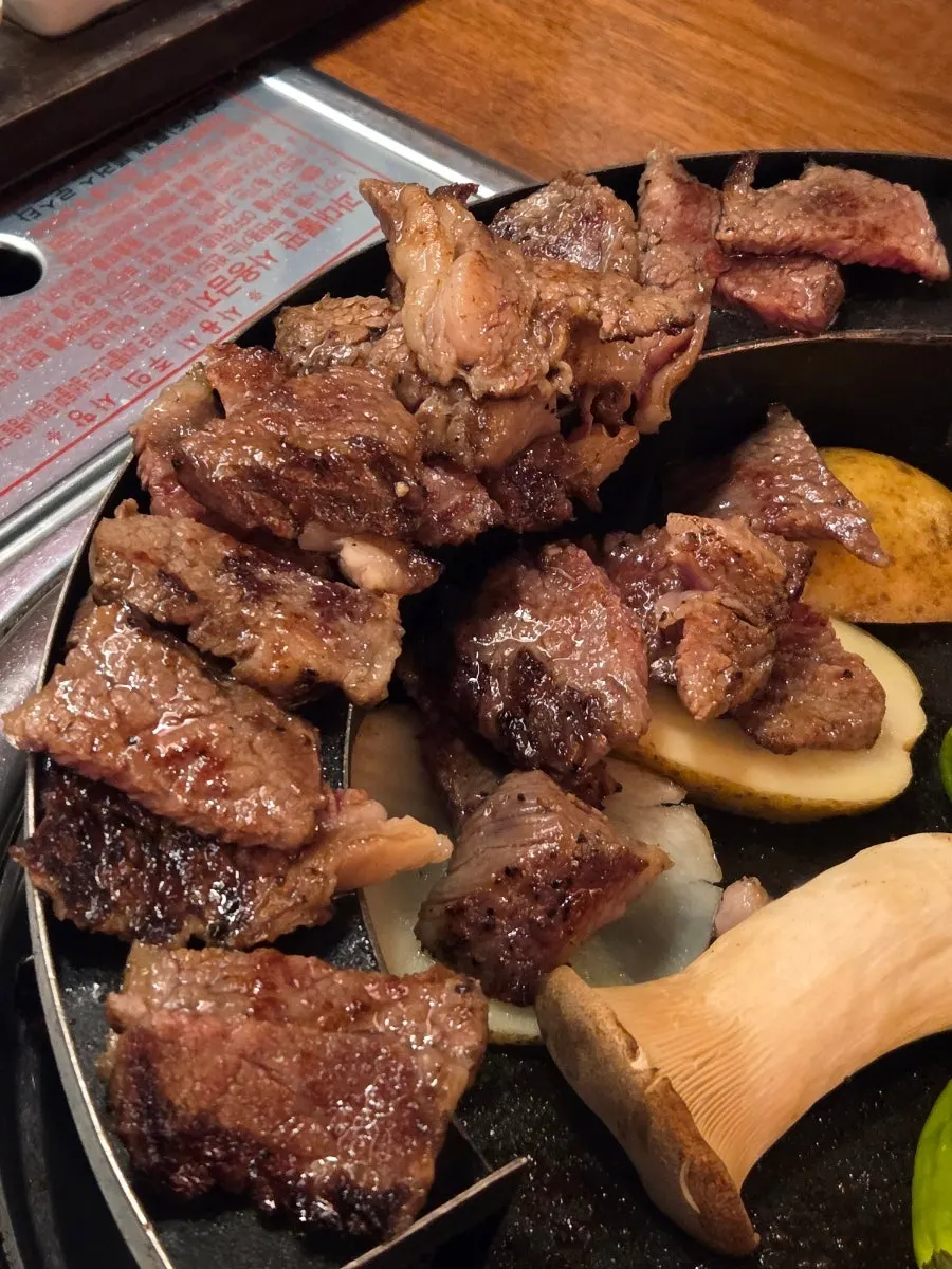 Woodae galbi cut into bite-sized pieces