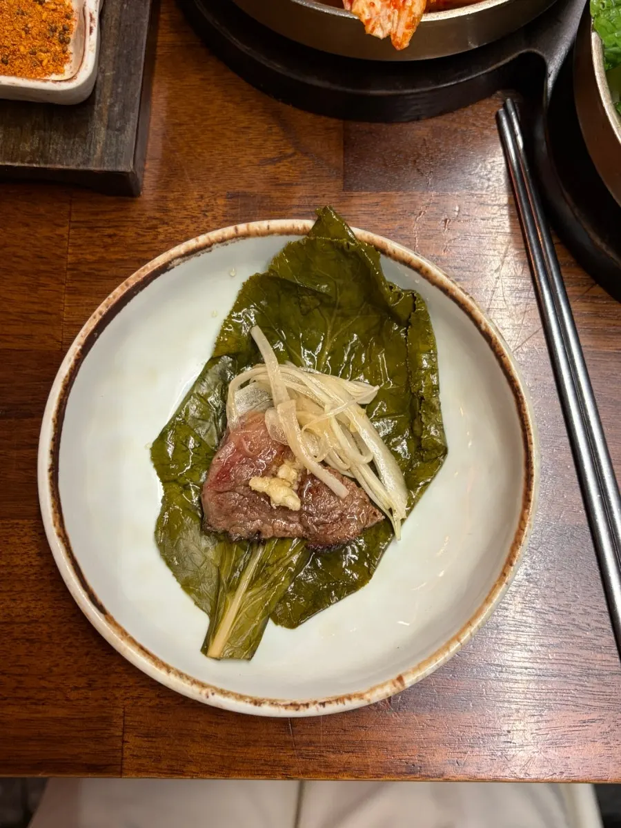 Cross-section of juicy woodae galbi