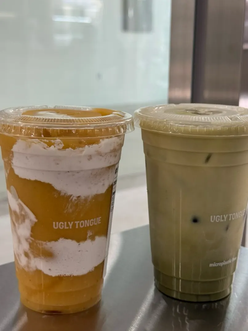 The ordered Immunity smoothie and matcha latte