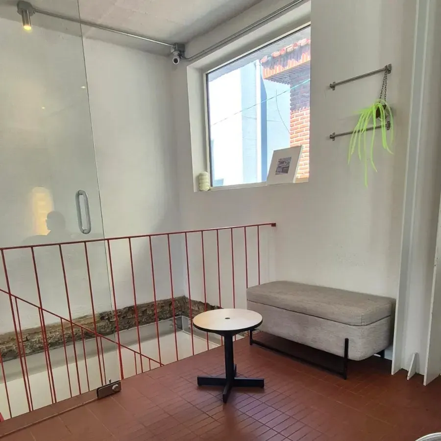 Uisagye second-floor seating with terracotta tiles