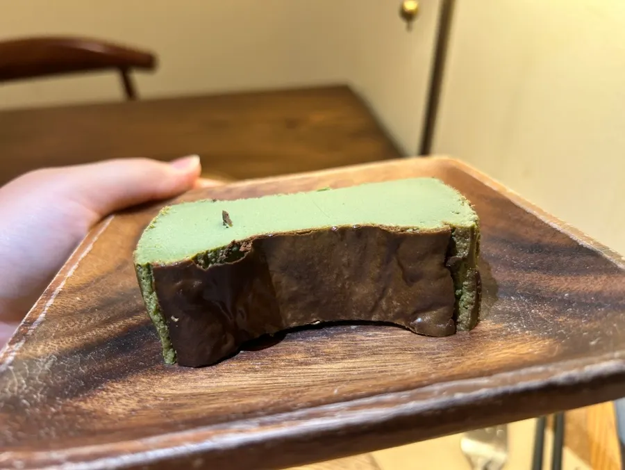 Dense and soft matcha Basque cheesecake