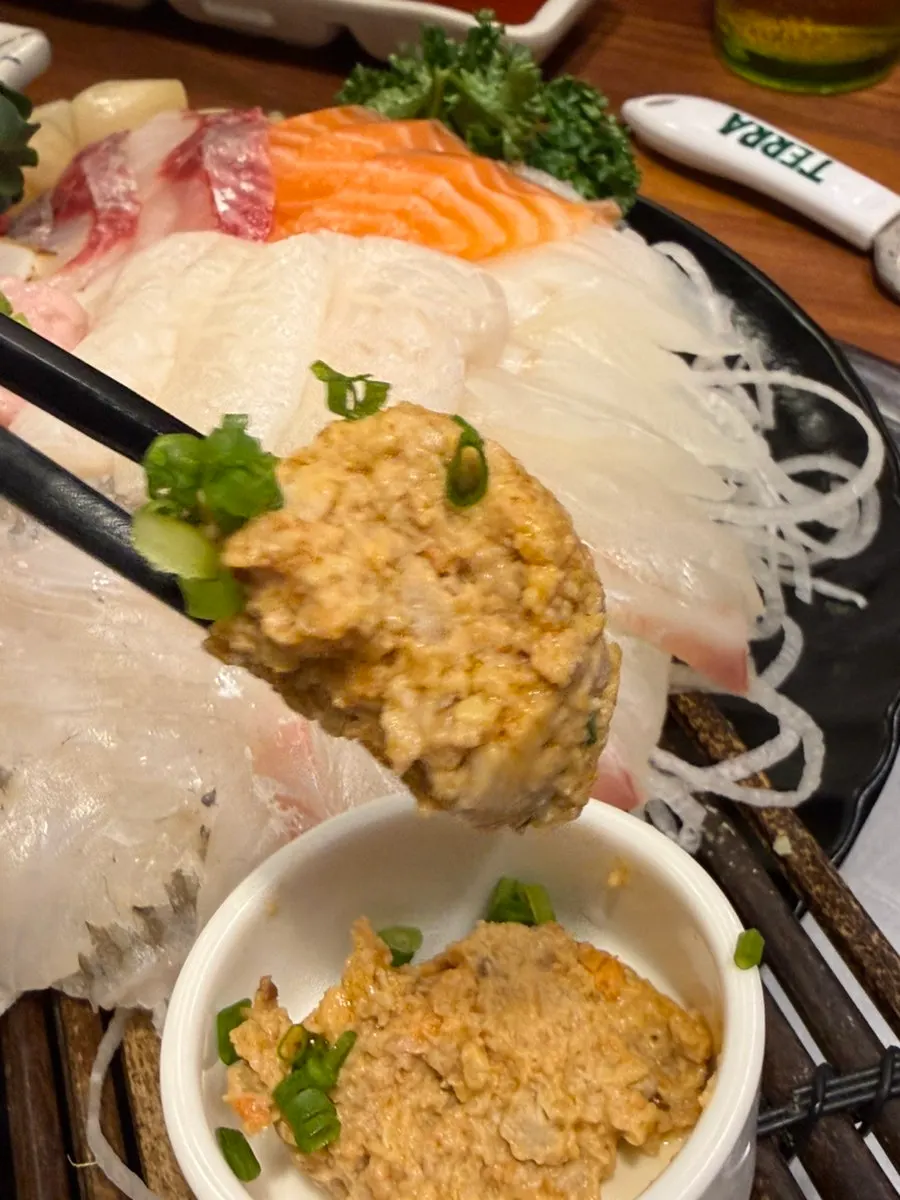 Flounder belly served with soy sauce