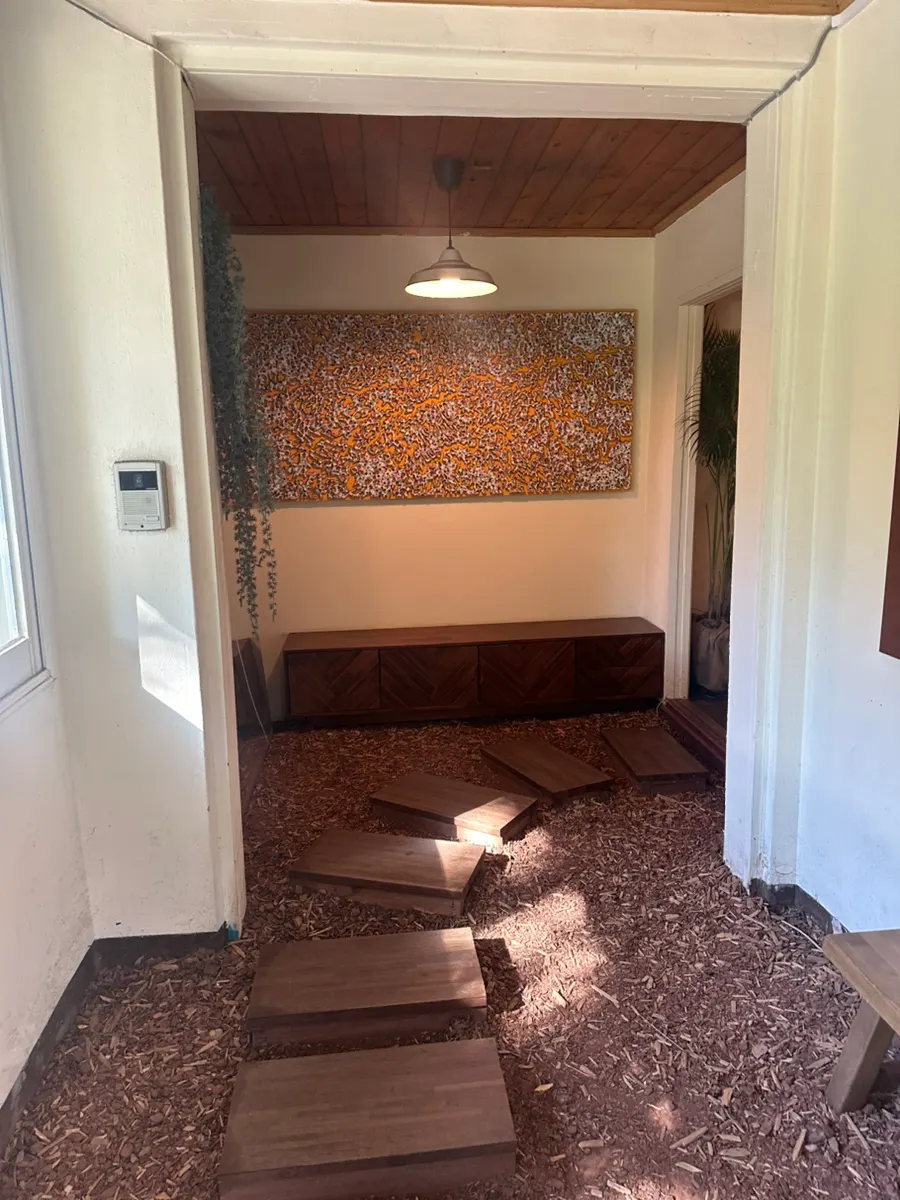 Parking area farther inside the café grounds