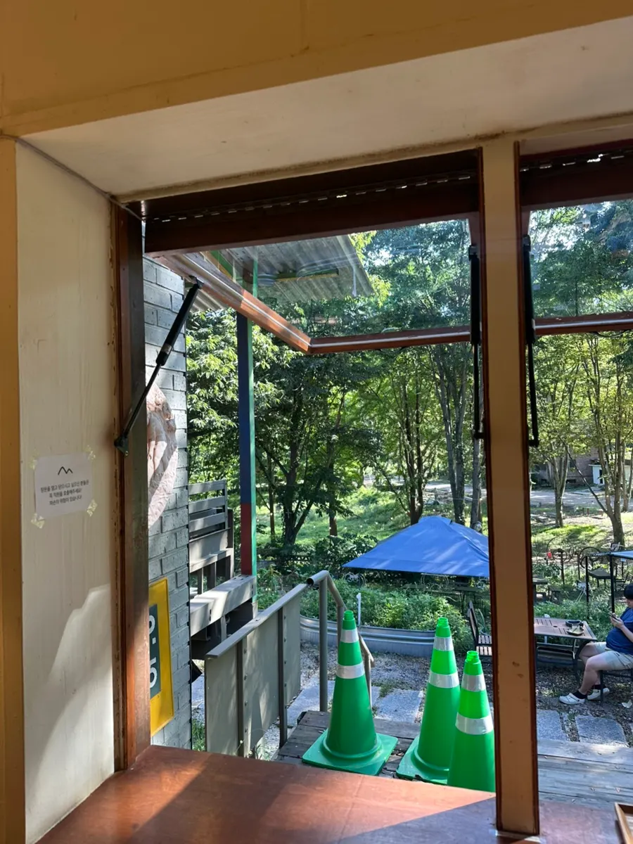 Café view from a window seat