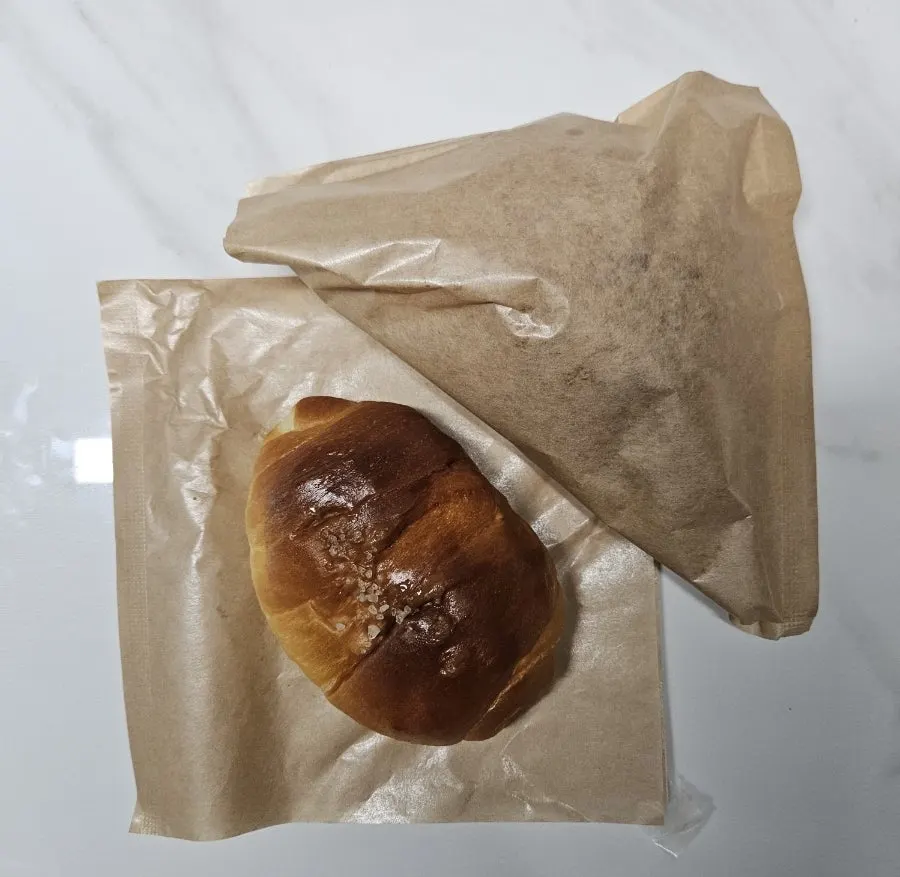 Salt bread cut in half showing the interior