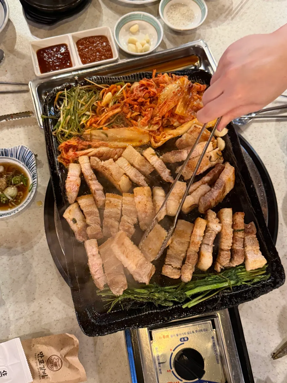 Table view with the meat spread