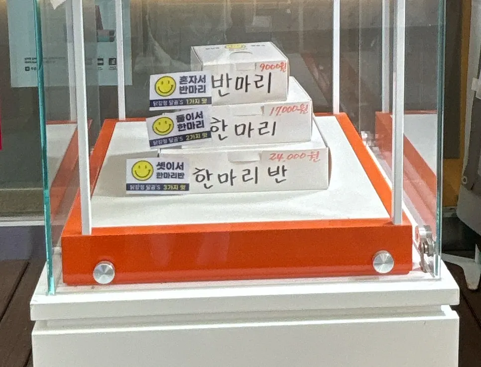 외부에 안내된 포장 박스 크기 안내