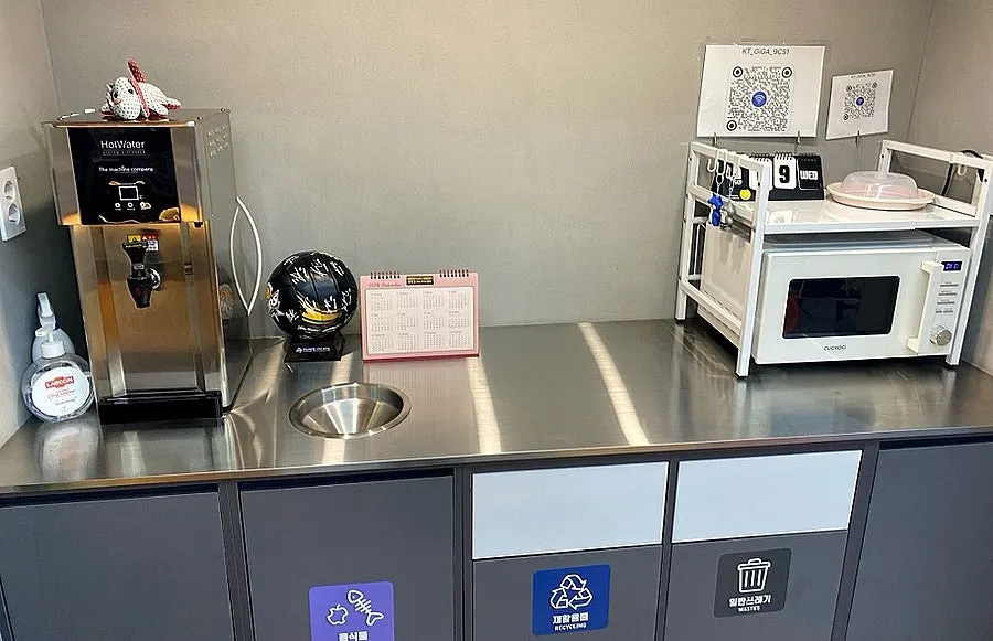 Shop with a drink display and convenience facilities