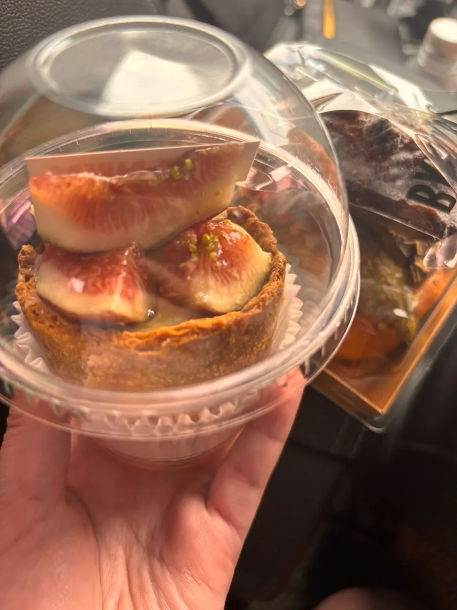 Bread and desserts prepared in the display case and on the shelves