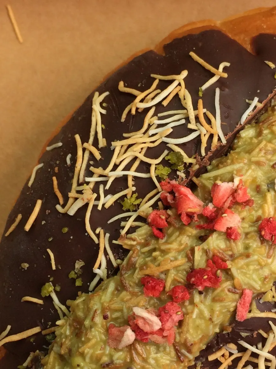 Salt bread with strawberry pistachio spread