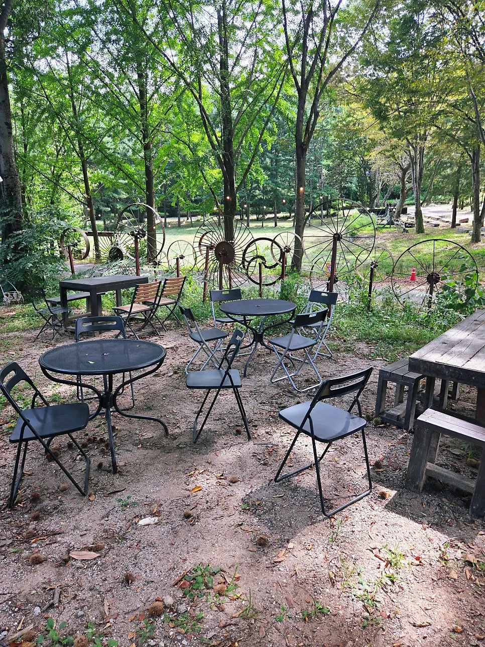Outdoor café seating in nature