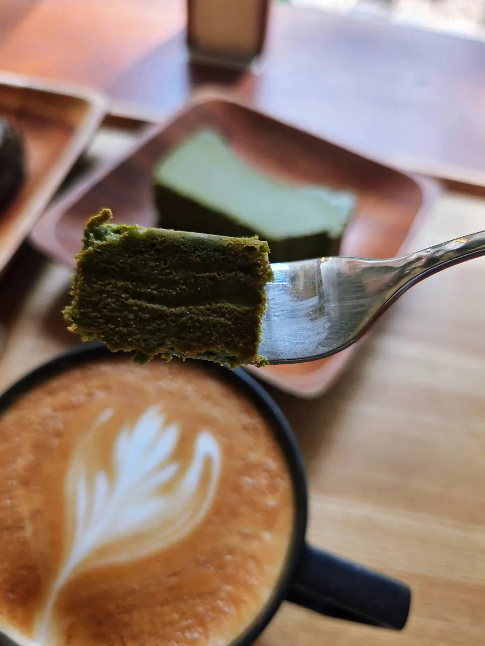 Ordered black sesame and matcha Basque cakes