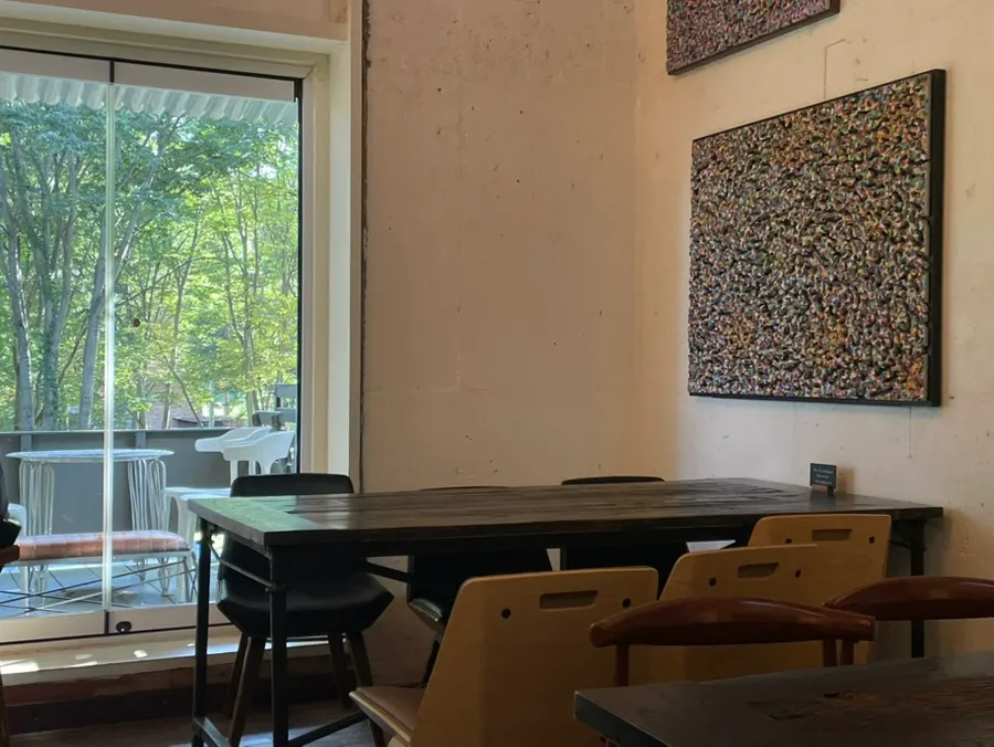 Forerest interior with wood furnishings