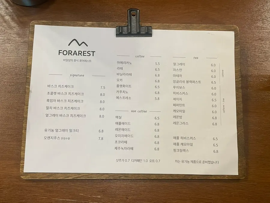 Forerest menu board